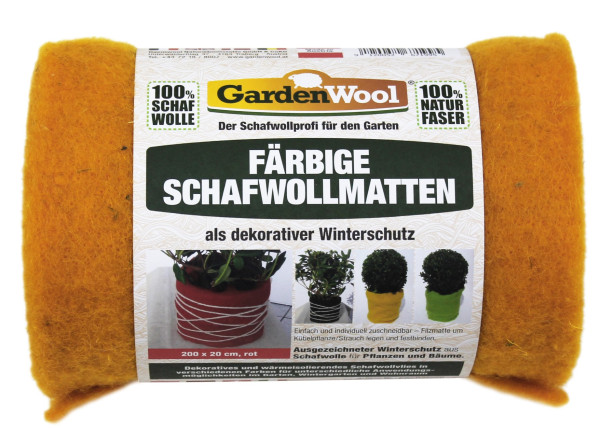 Schafwollmatte, 100% Schafwolle, orange, 200x20cm